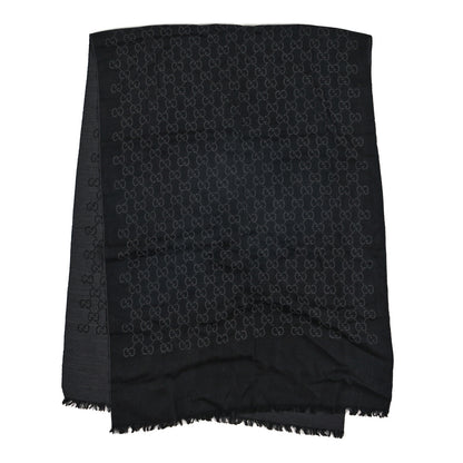Gucci Wool Silk GG Monogram GGNat Scarf Black Anthracite 2 of 3