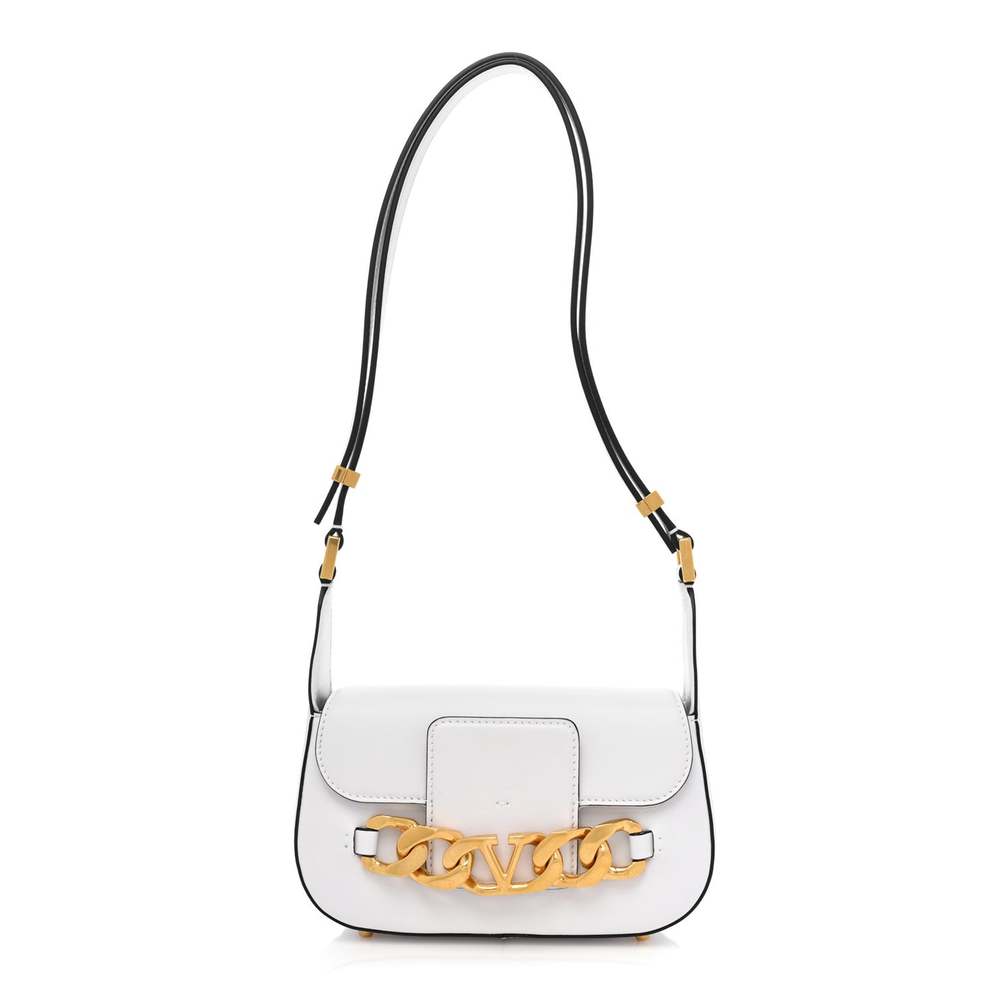 Calfskin Small Vlogo Chain Shoulder Bag Optic White
