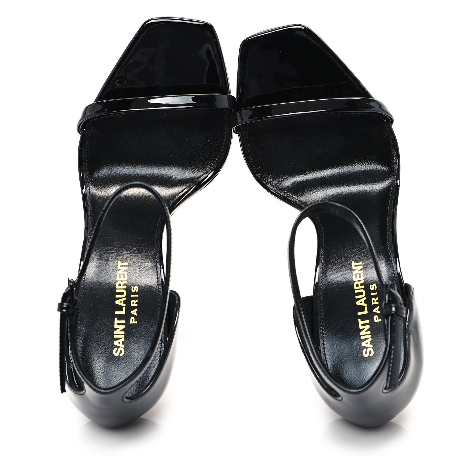 Saint Laurent Patent Calfskin Opyum 110 Sandals 38 Black Gold 2 of 10