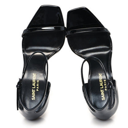 Saint Laurent Patent Calfskin Opyum 110 Sandals 38 Black Gold 2 of 10