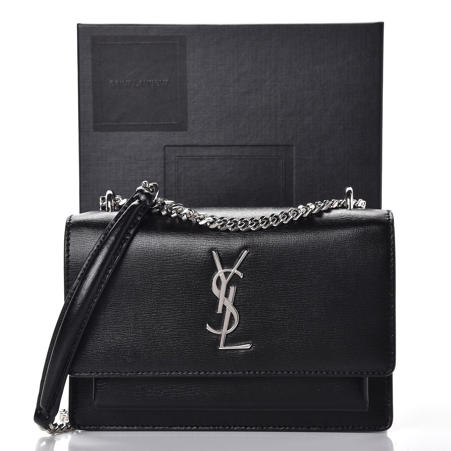 Calfskin Monogram Sunset Chain Wallet Black