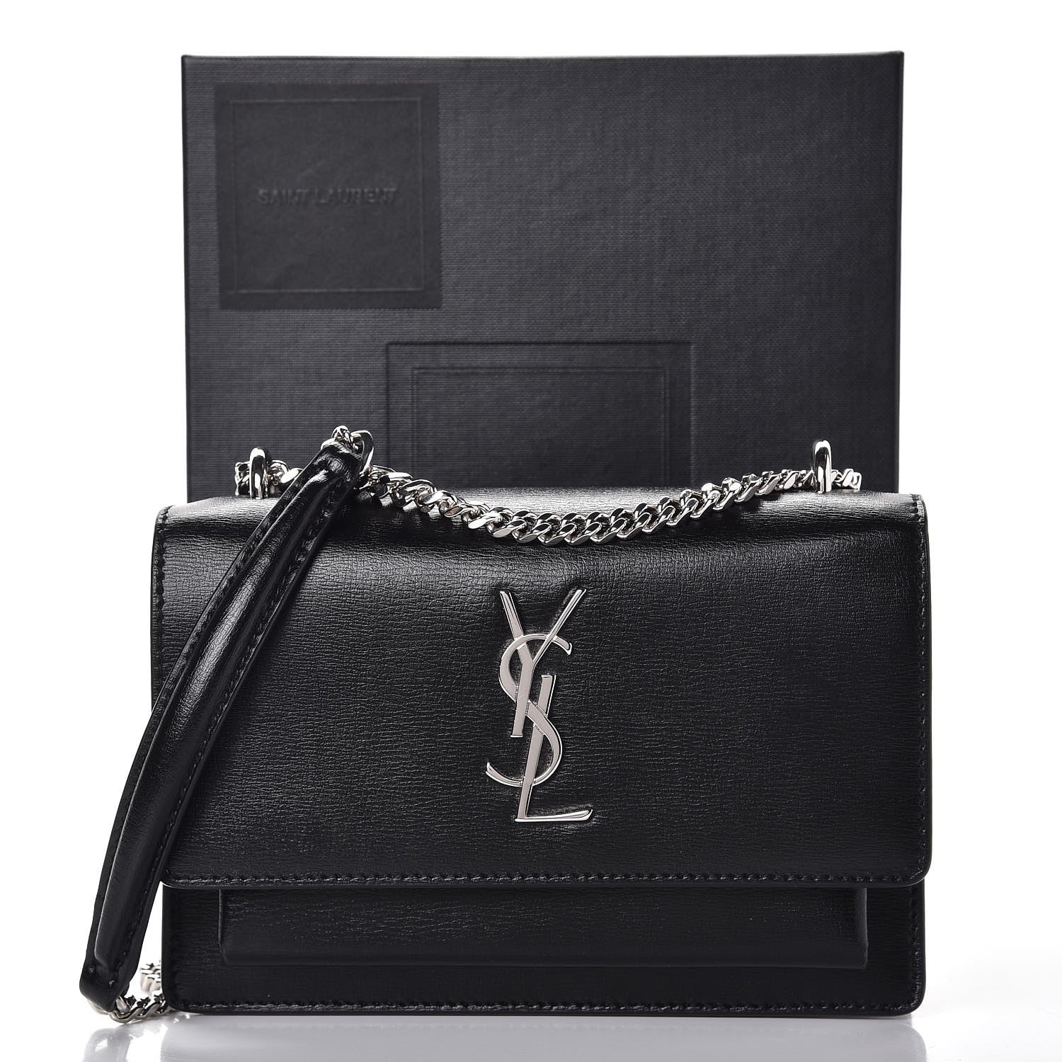 Saint Laurent Calfskin Monogram Sunset Chain Wallet Black 9 of 9