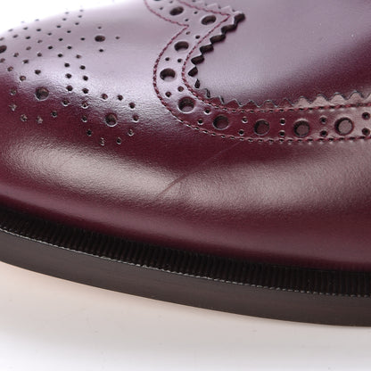 Gucci Calfskin Web Bee Embroidered Mens Slip-On Brogue Wingtip Derby Shoes 7.5 Bordeaux 9 of 11