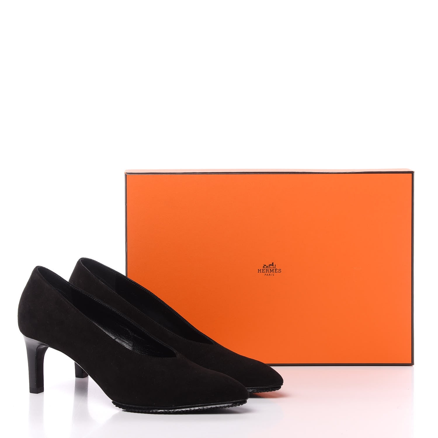 Hermes Suede Goatskin Success Pumps 36.5 Black 8 of 8