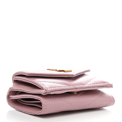 Saint Laurent Grain De Poudre Matelasse Chevron Monogram Tiny Wallet Tender Pink 4 of 8