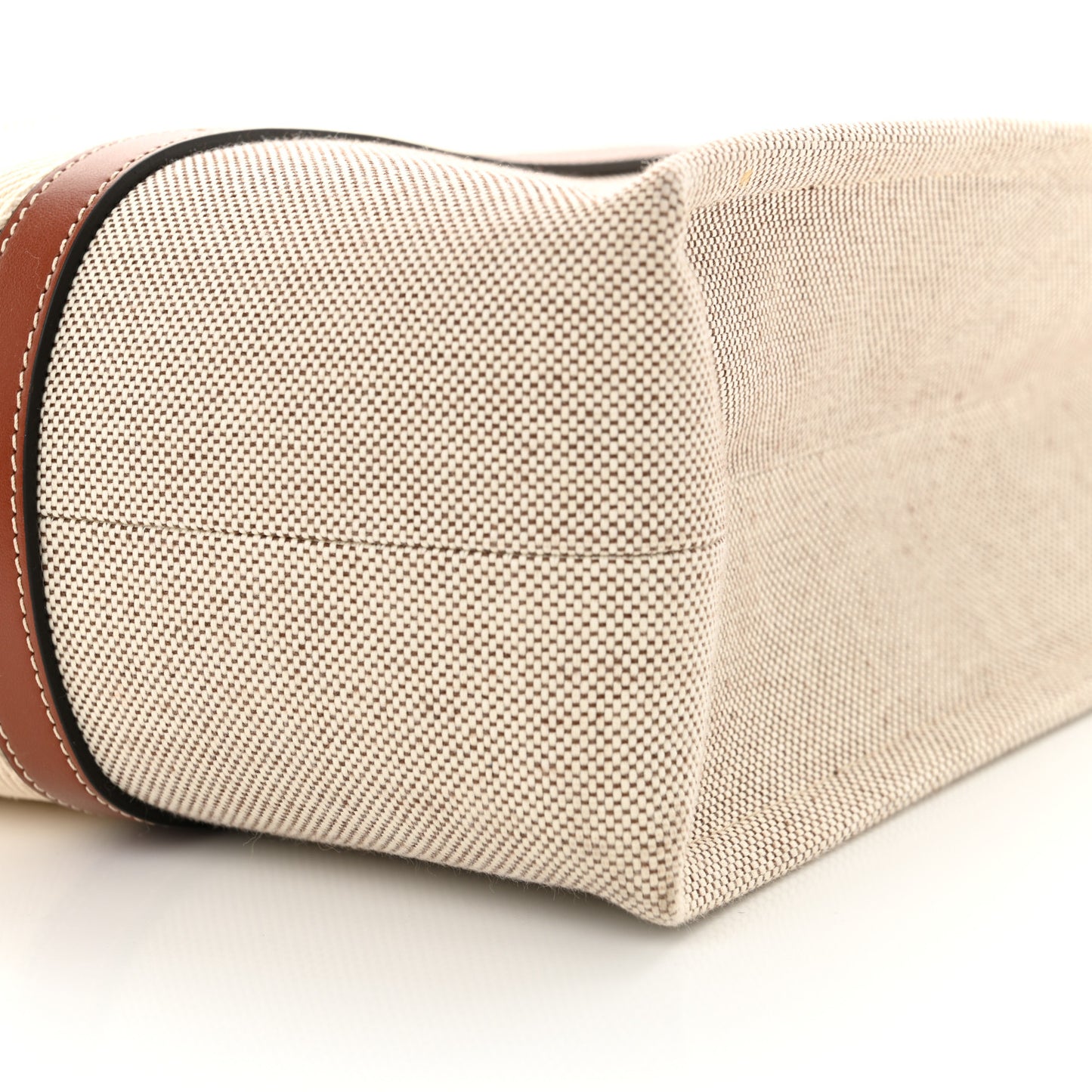 Cotton Calfskin Large Woody Ribbon Tote White Brown