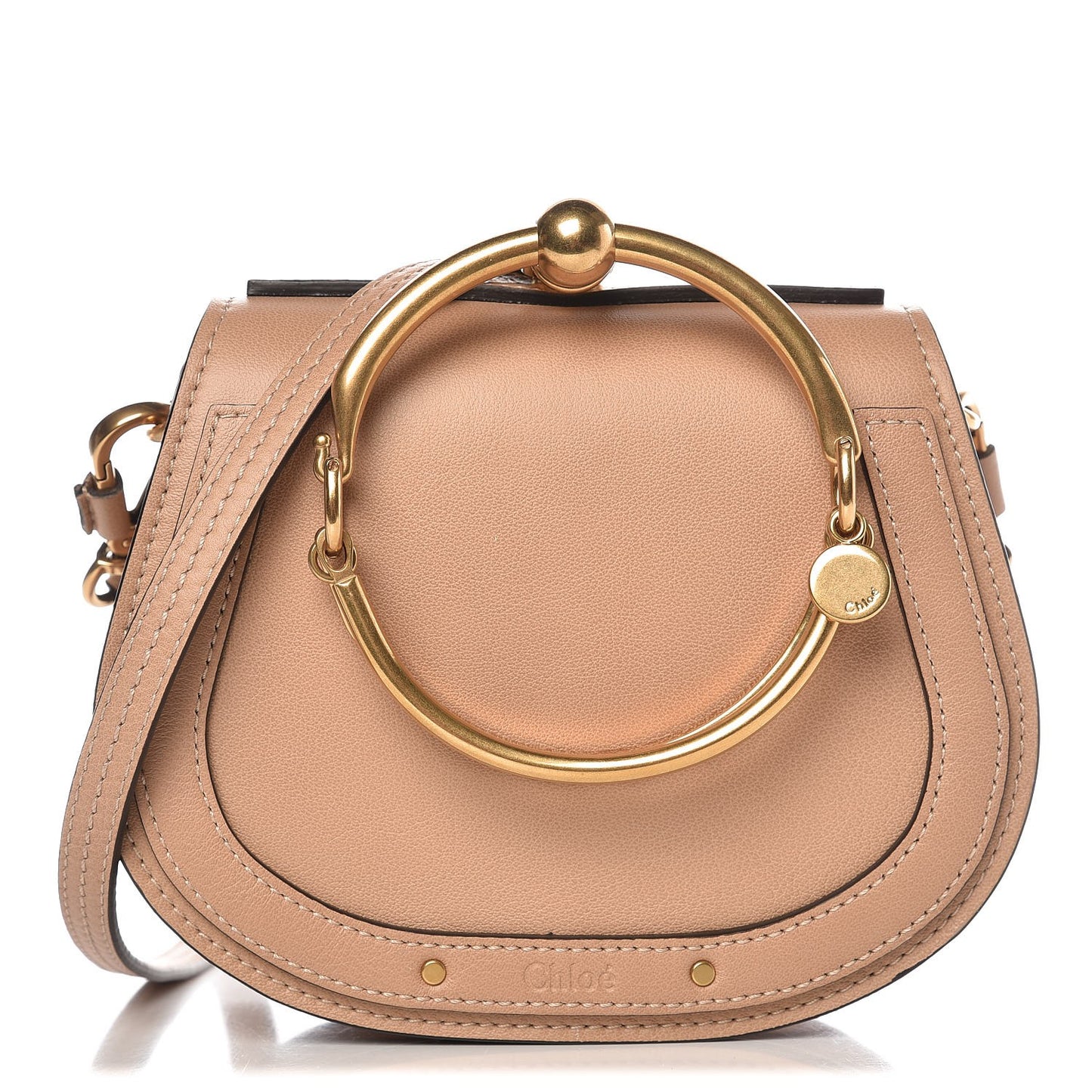 Calfskin Suede Small Nile Bracelet Bag Biscotti Beige