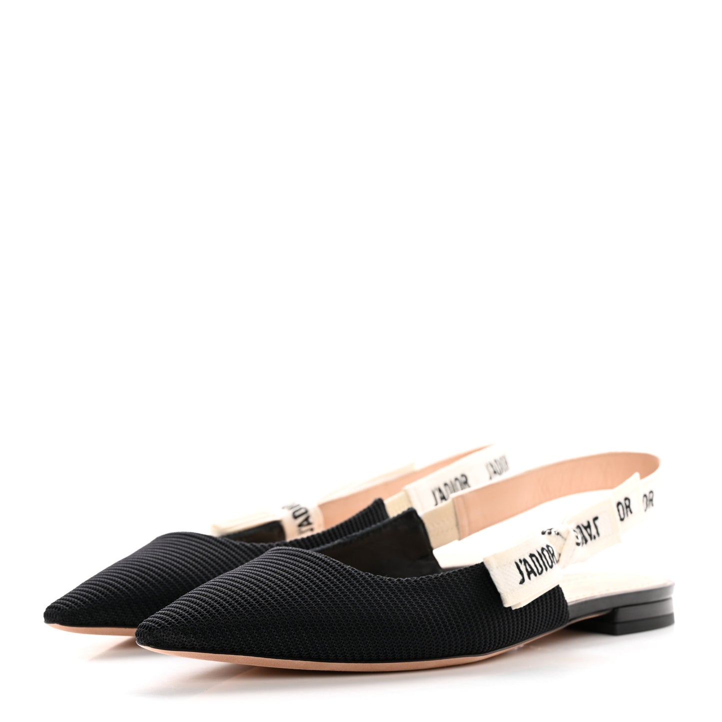 Technical Canvas Ribbon J'Adior Slingback Flats 36.5 Black