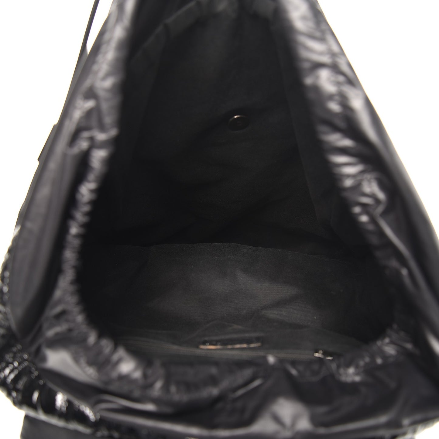 Distressed Patent Quilted Grocery By Shopping Trolley Black