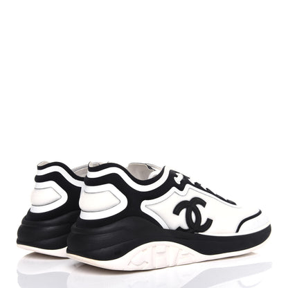 Chanel Lycra Womens CC Sneakers 39 White Black 4 of 10