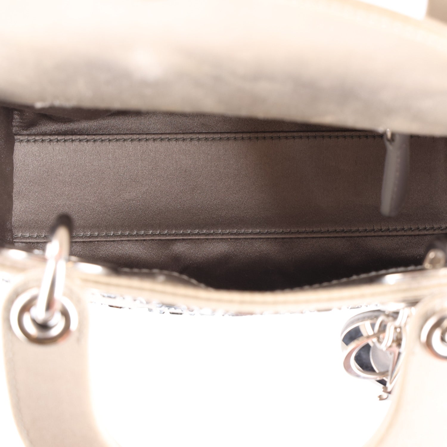 Christian Dior Satin Crystal Cannage Mini Lady Dior Gray 5 of 10