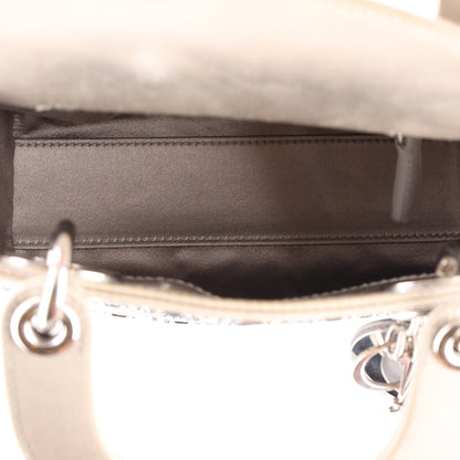 Christian Dior Satin Crystal Cannage Mini Lady Dior Gray 5 of 10