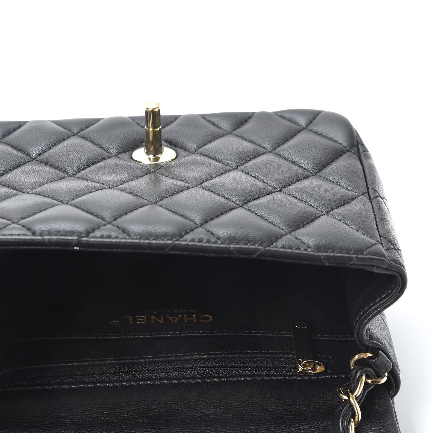 Lambskin Quilted Mini Square Flap Black