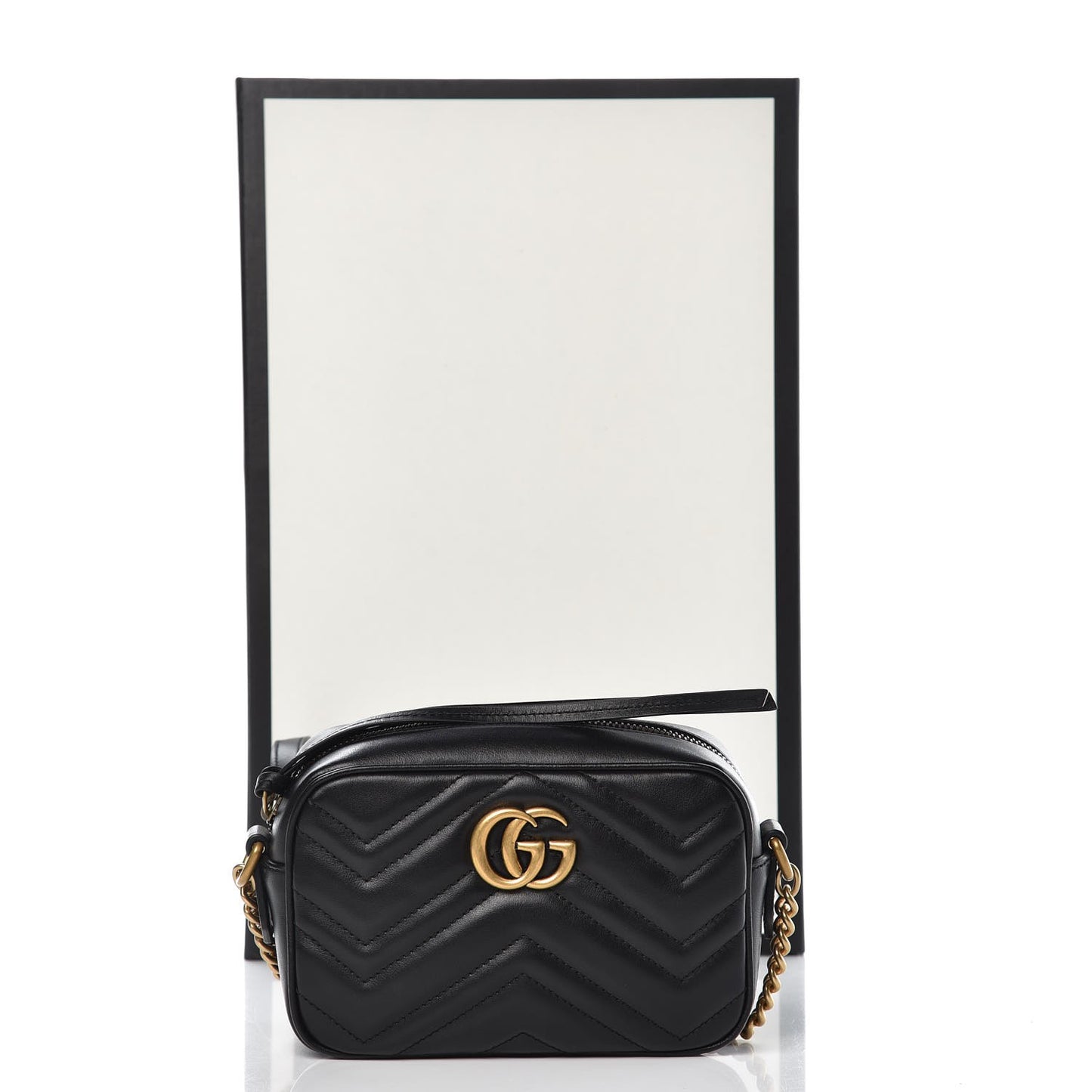 Calfskin Matelasse Mini GG Marmont Chain Shoulder Bag Black