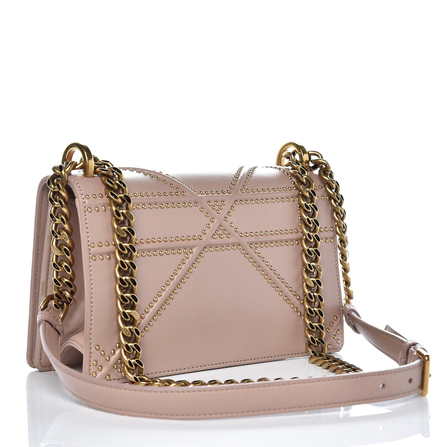 Christian Dior Lambskin Studded Small Diorama Flap Bag Nude 3 of 10