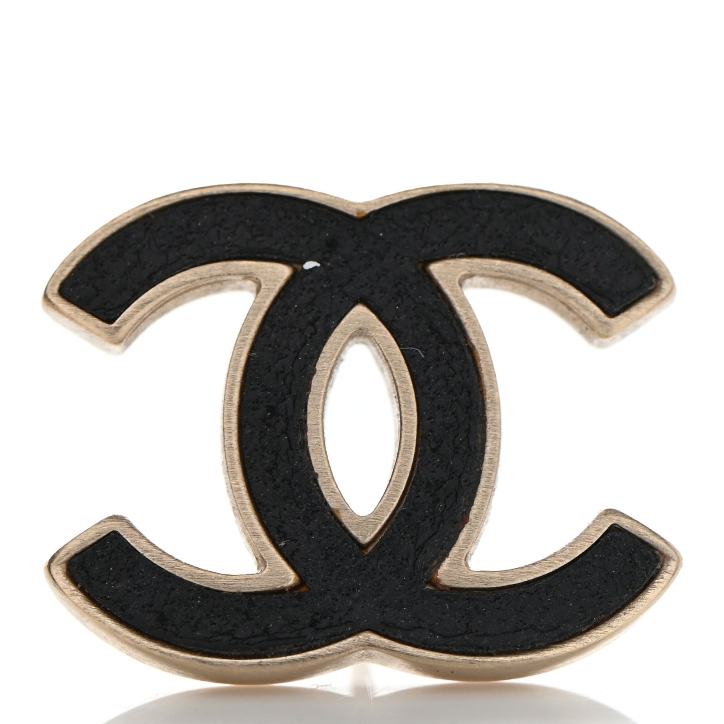 Lambskin CC Earrings Black Gold