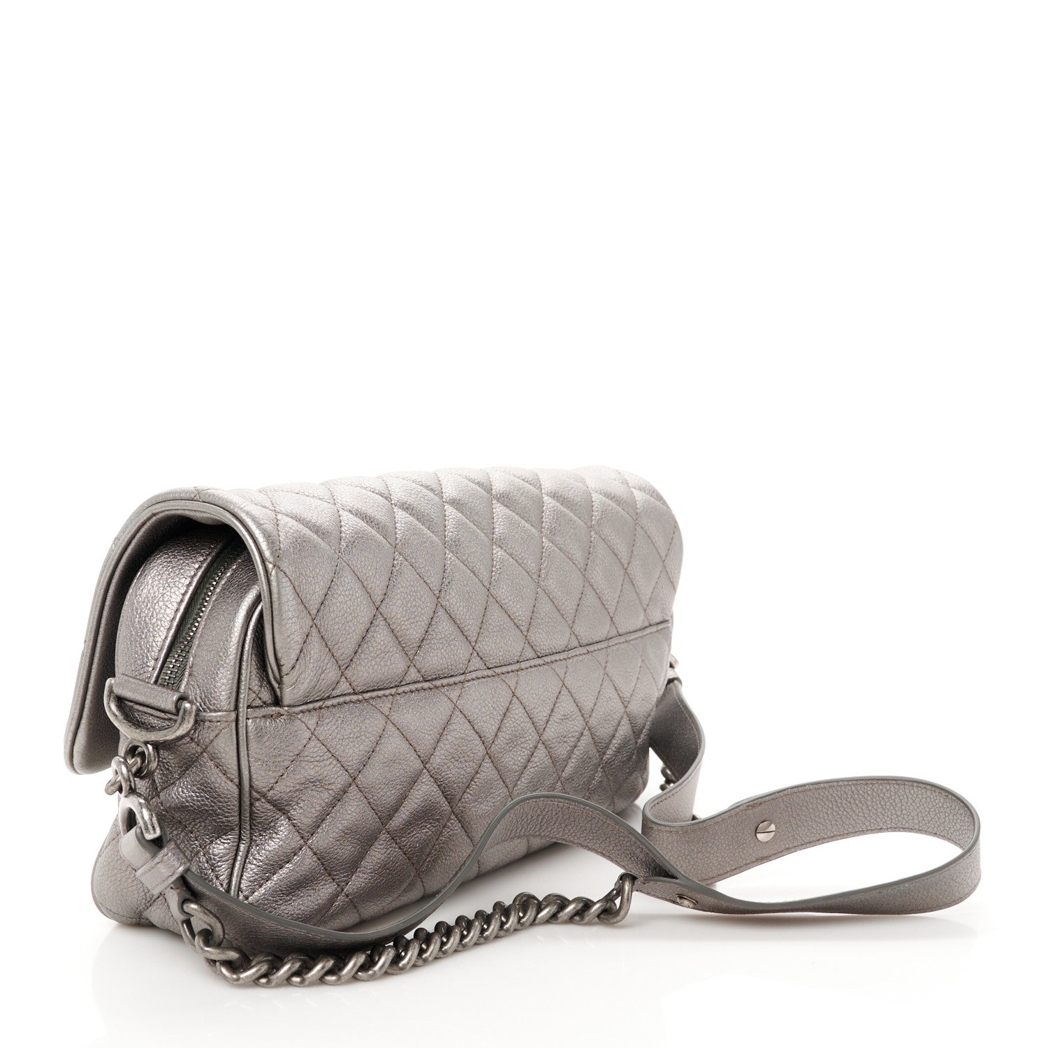 Chanel Metallic Calfskin Quilted Medium Casual Rock Flap Silver 3 of 10