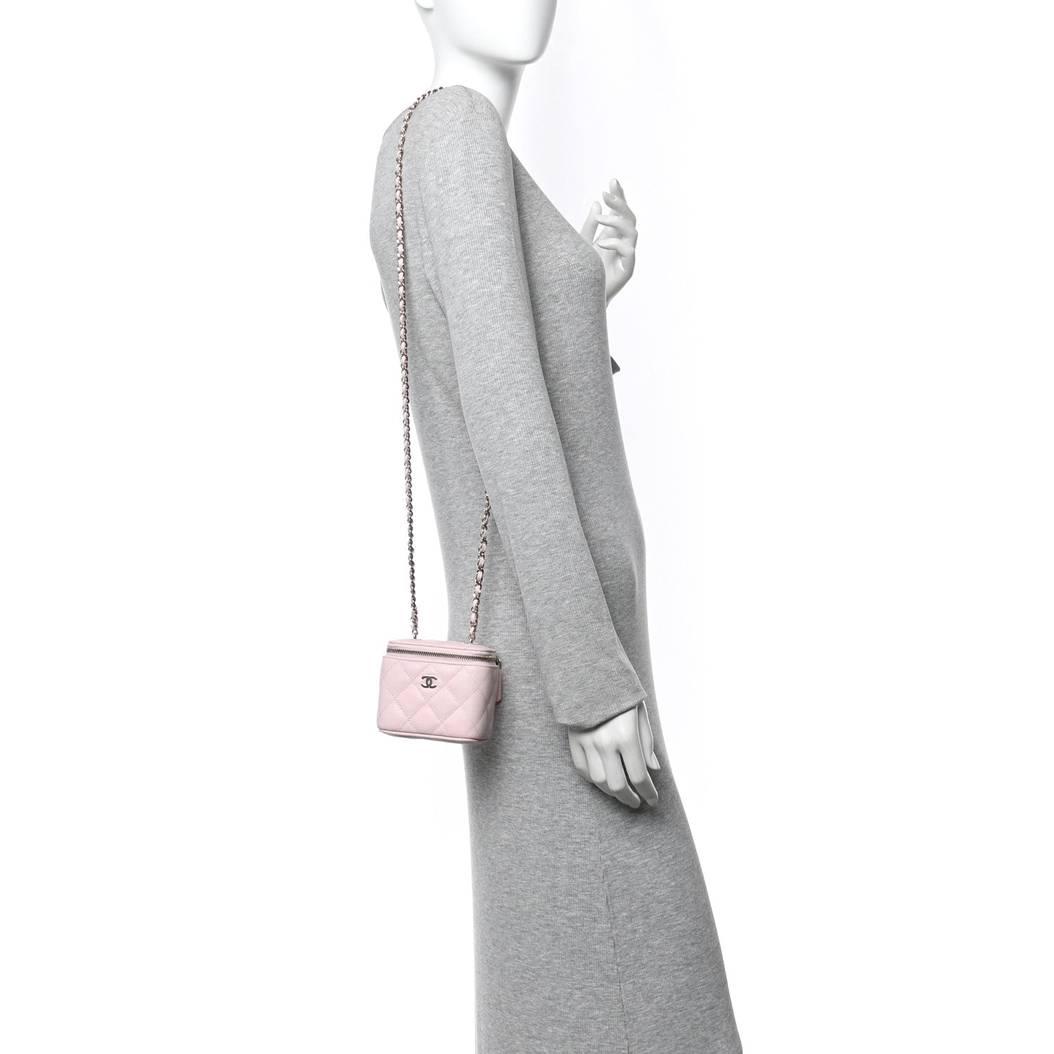 Chanel Caviar Quilted Mini Vanity Case With Chain Light Pink 2 of 11
