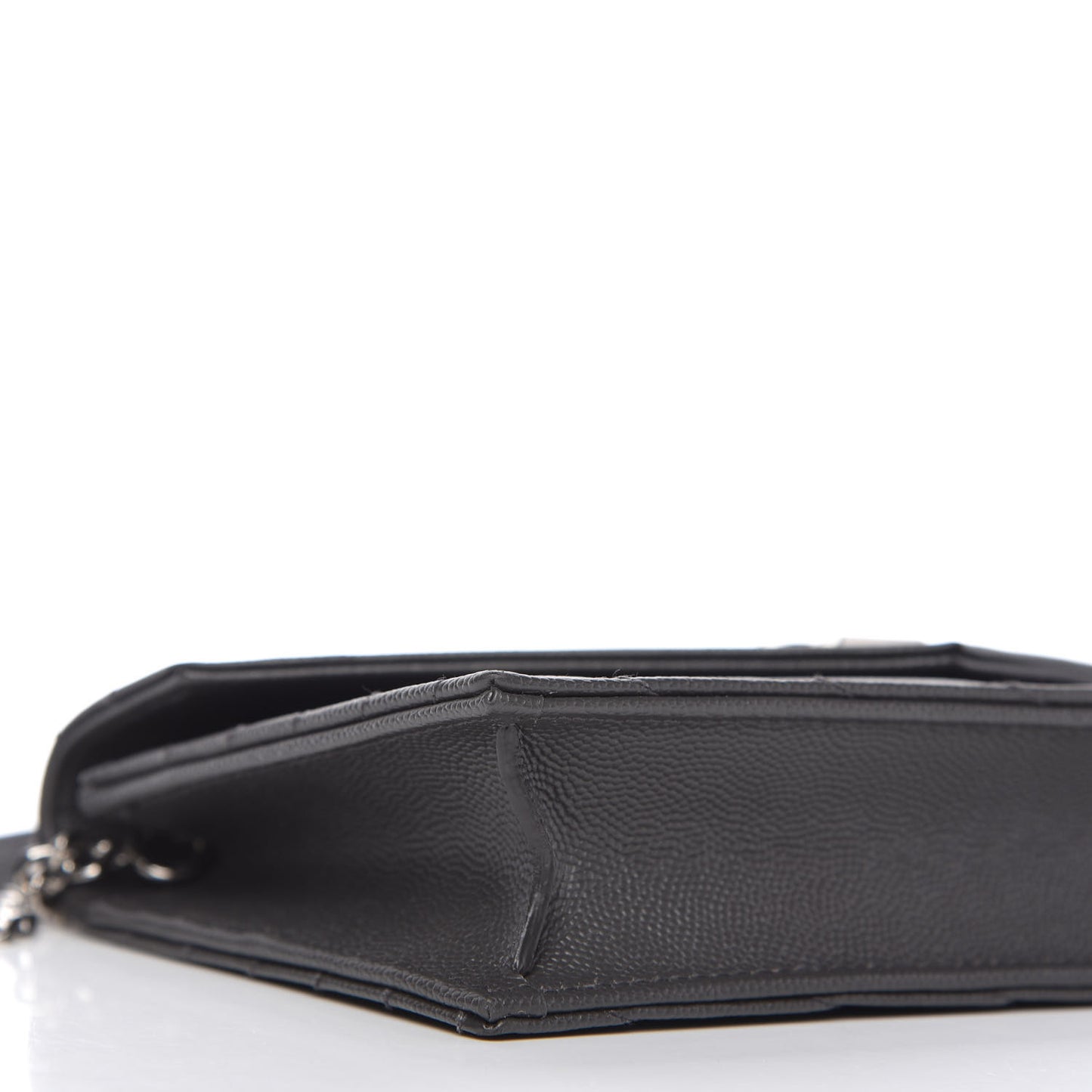 Grain De Poudre Matelasse Chevron Monogram Envelope Chain Wallet Dark Smog
