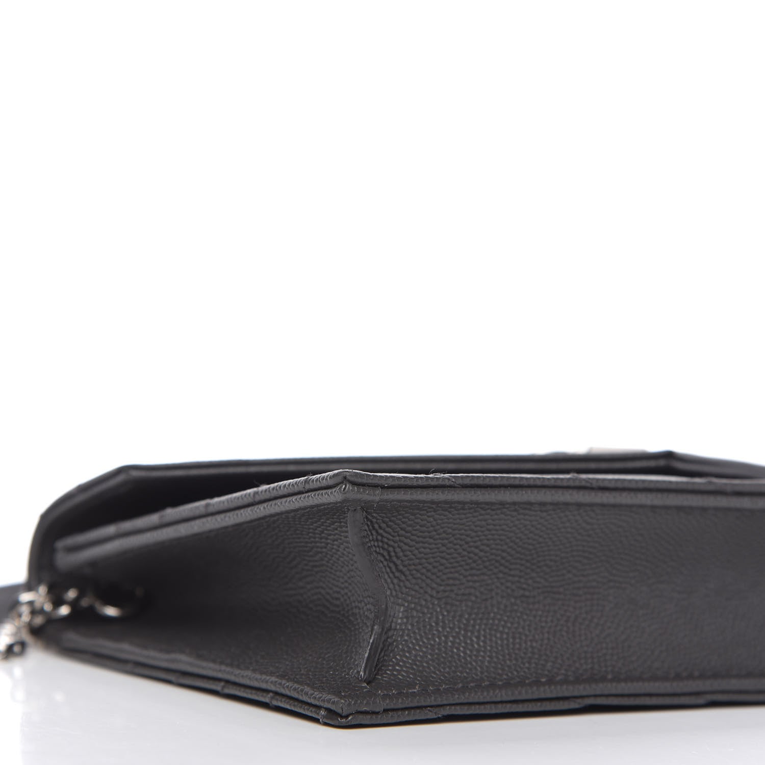 Saint Laurent Grain De Poudre Matelasse Chevron Monogram Envelope Chain Wallet Dark Smog 6 of 11