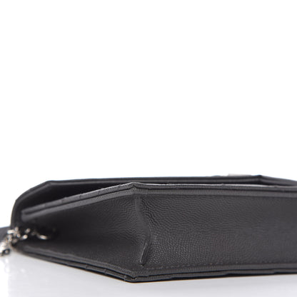 Saint Laurent Grain De Poudre Matelasse Chevron Monogram Envelope Chain Wallet Dark Smog 6 of 11