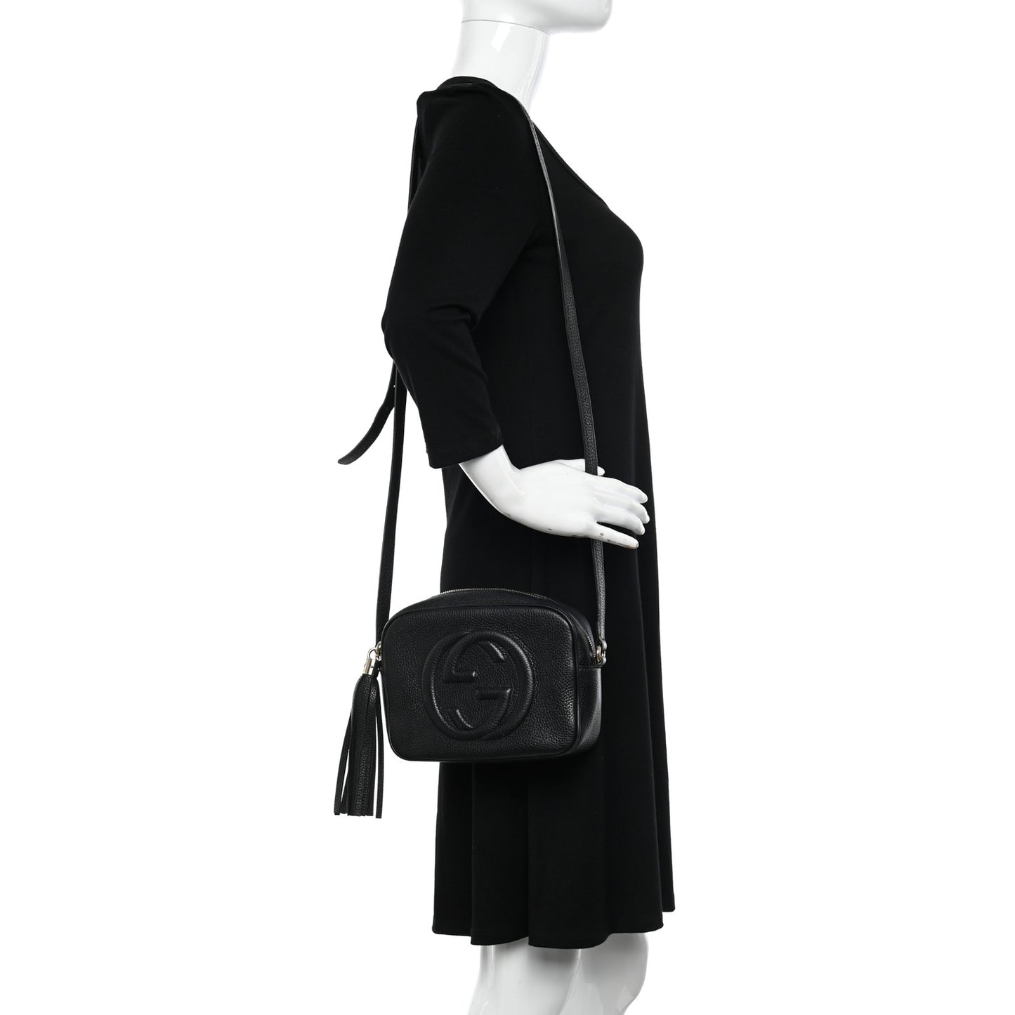 Pebbled Calfskin Small Soho Disco Bag Black