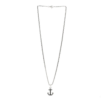 David Yurman Sterling Silver Black Diamond Maritime Anchor Amulet Pendant Necklace 3 of 5