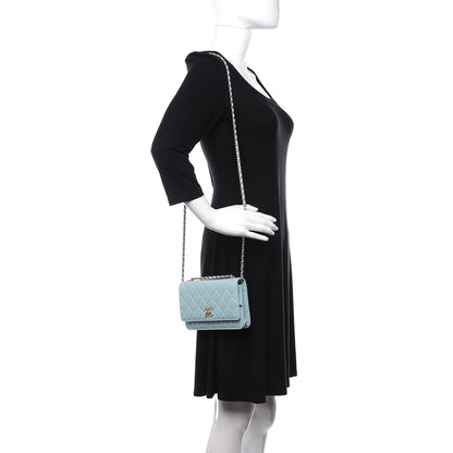 Chanel Lambskin Quilted Trendy CC Wallet On Chain WOC Light Blue 2 of 12
