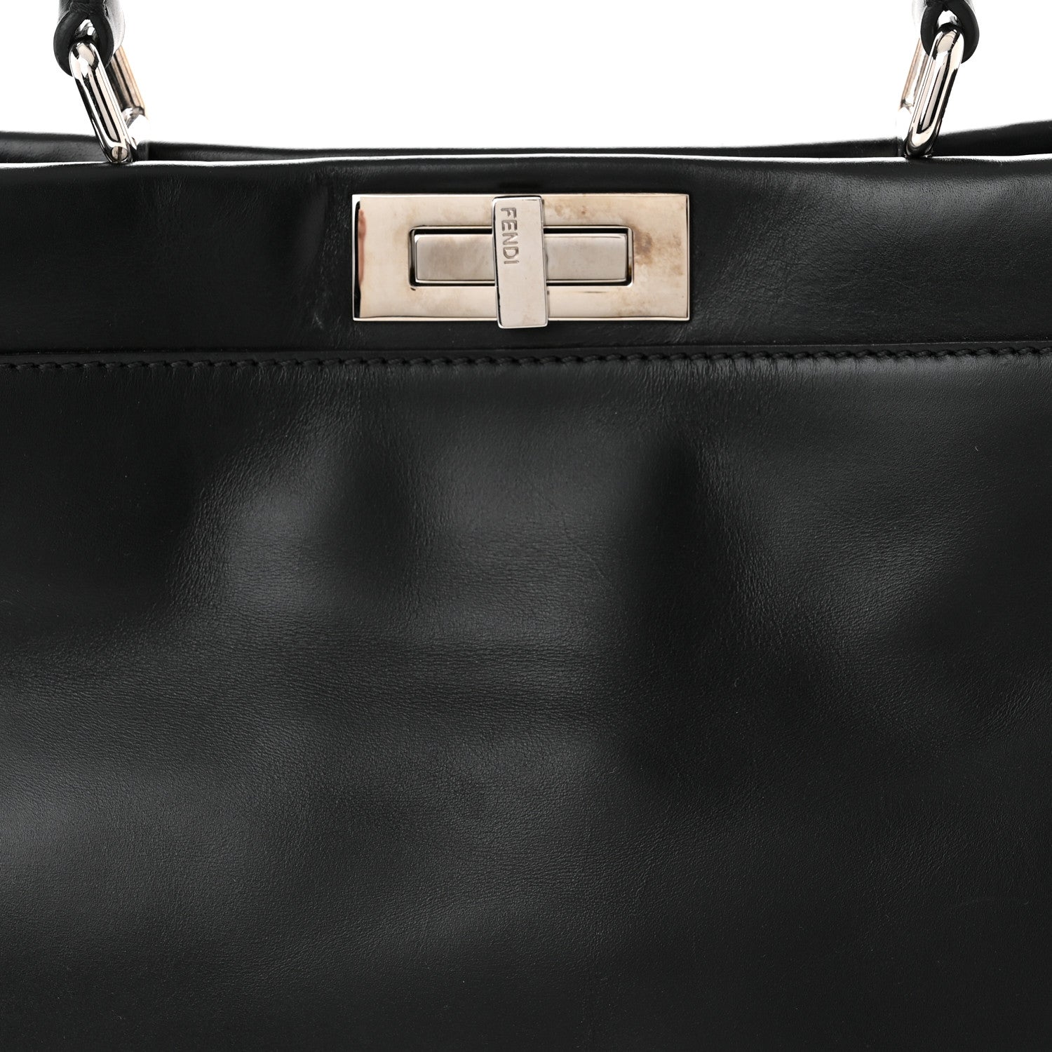 Fendi Vitello Seta Snakeskin Crocodile Monster Eyes Medium Peekaboo Iconic Satchel Black Girasole 9 of 12
