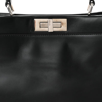 Fendi Vitello Seta Snakeskin Crocodile Monster Eyes Medium Peekaboo Iconic Satchel Black Girasole 9 of 12
