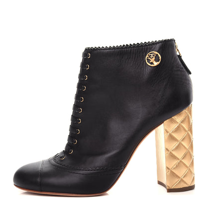 Chanel Calfskin Lace Up Short Boots 40 Black 1 of 11