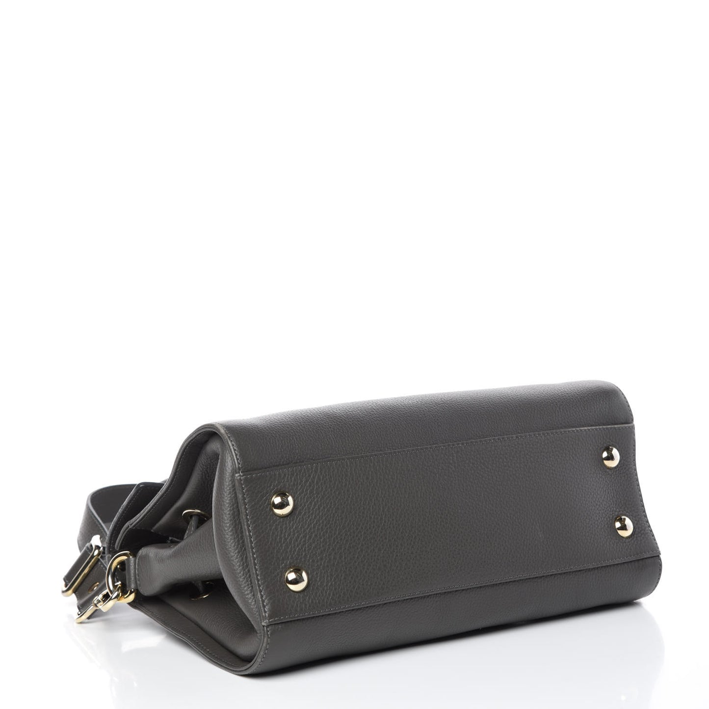 Grainy Calfskin Large Rosalie Satchel Grey