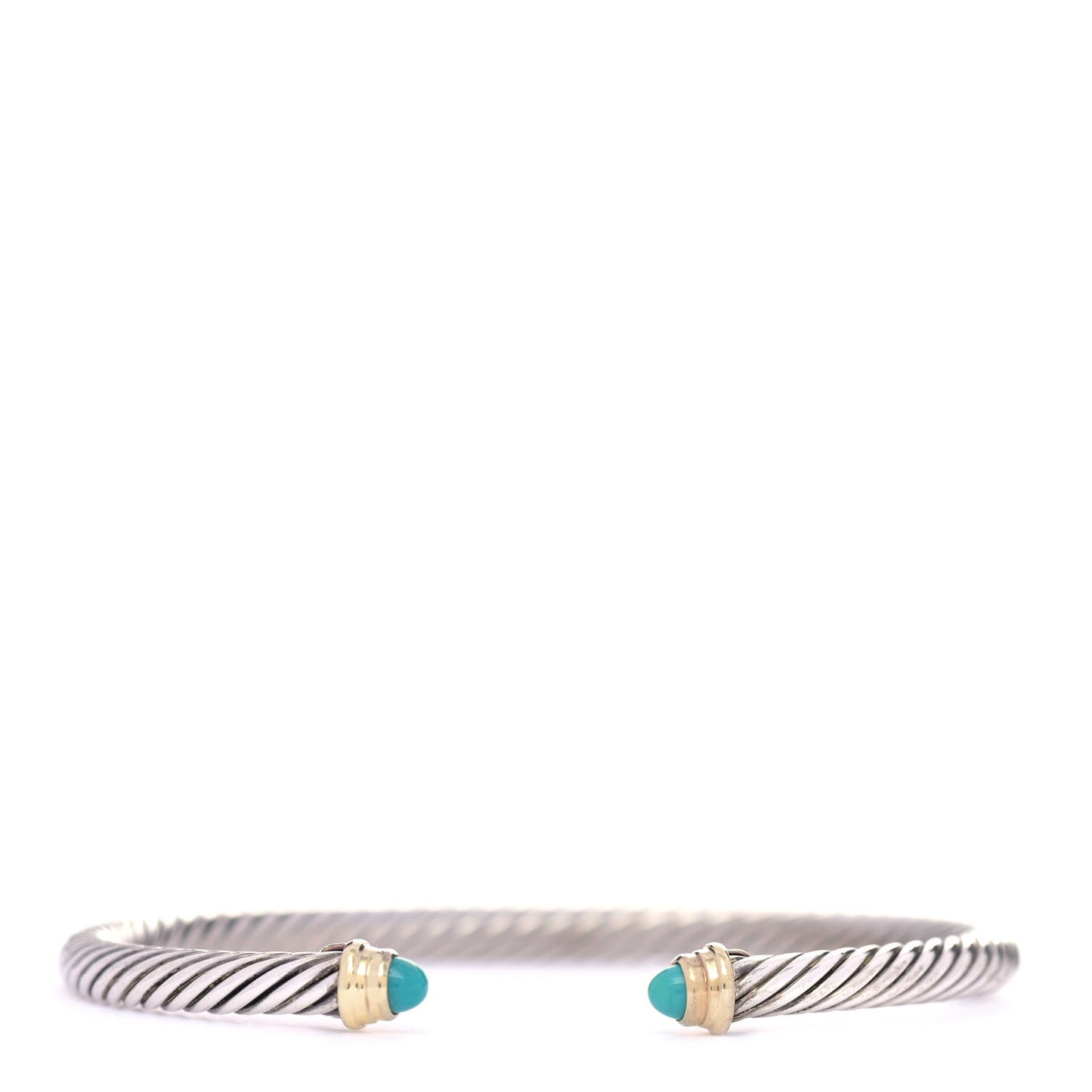 Sterling Silver 18K Yellow Gold Turquoise 4mm Cable Classics Bracelet