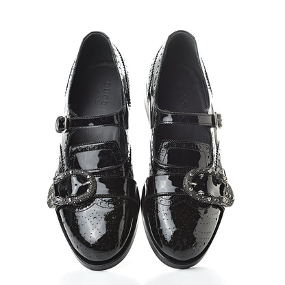 Gucci Vernice Crystal Bee Embroidered Mens Queercore Brogue Monk Strap Loafers 9 Black 5 of 10