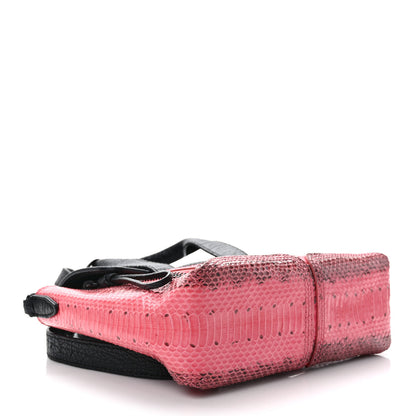 3.1 Phillip Lim Textured Calfskin Elaphe Snakeskin Mini Pashli Satchel Pink Black 3 of 12