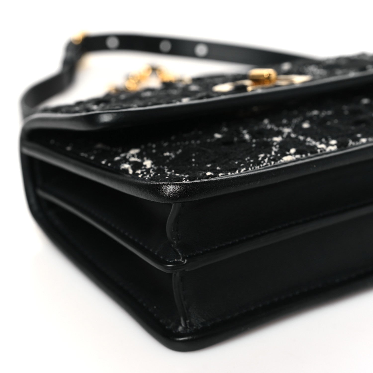 Christian Dior Tweed Macrocannage Mini Miss Caro Bag Black White 9 of 10