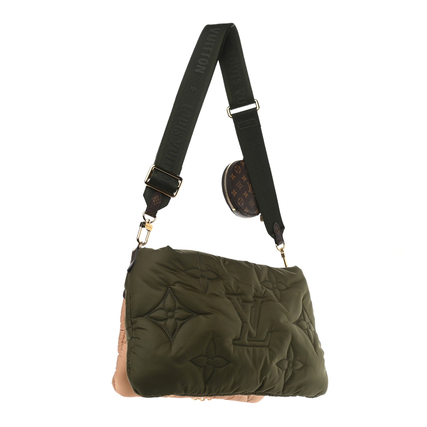 Econyl Monogram Pillow Maxi Multi Pochette Accessories Kaki Beige