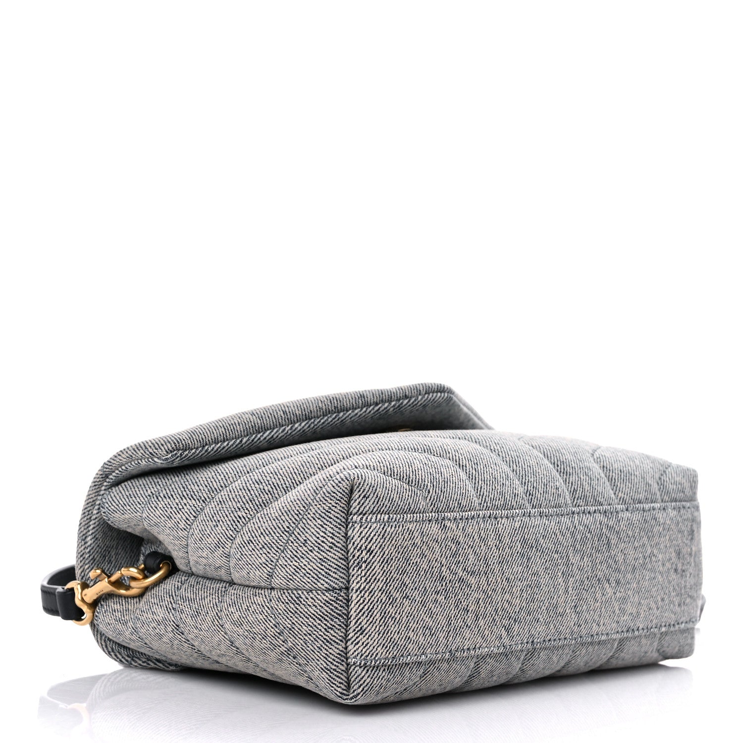 Saint Laurent Denim Y Quilted Monogram Toy Loulou Crossbody Bag Grey 4 of 9