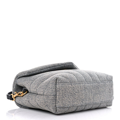 Saint Laurent Denim Y Quilted Monogram Toy Loulou Crossbody Bag Grey 4 of 9