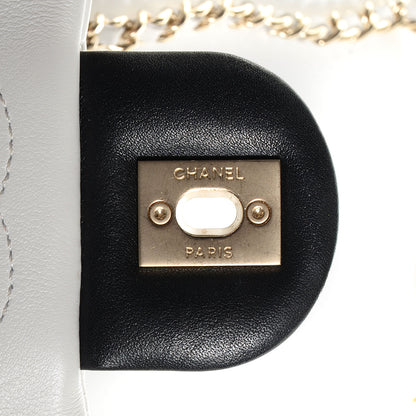 Chanel Calfskin Quilted Graphic Mini Flap Bag Black White 9 of 9