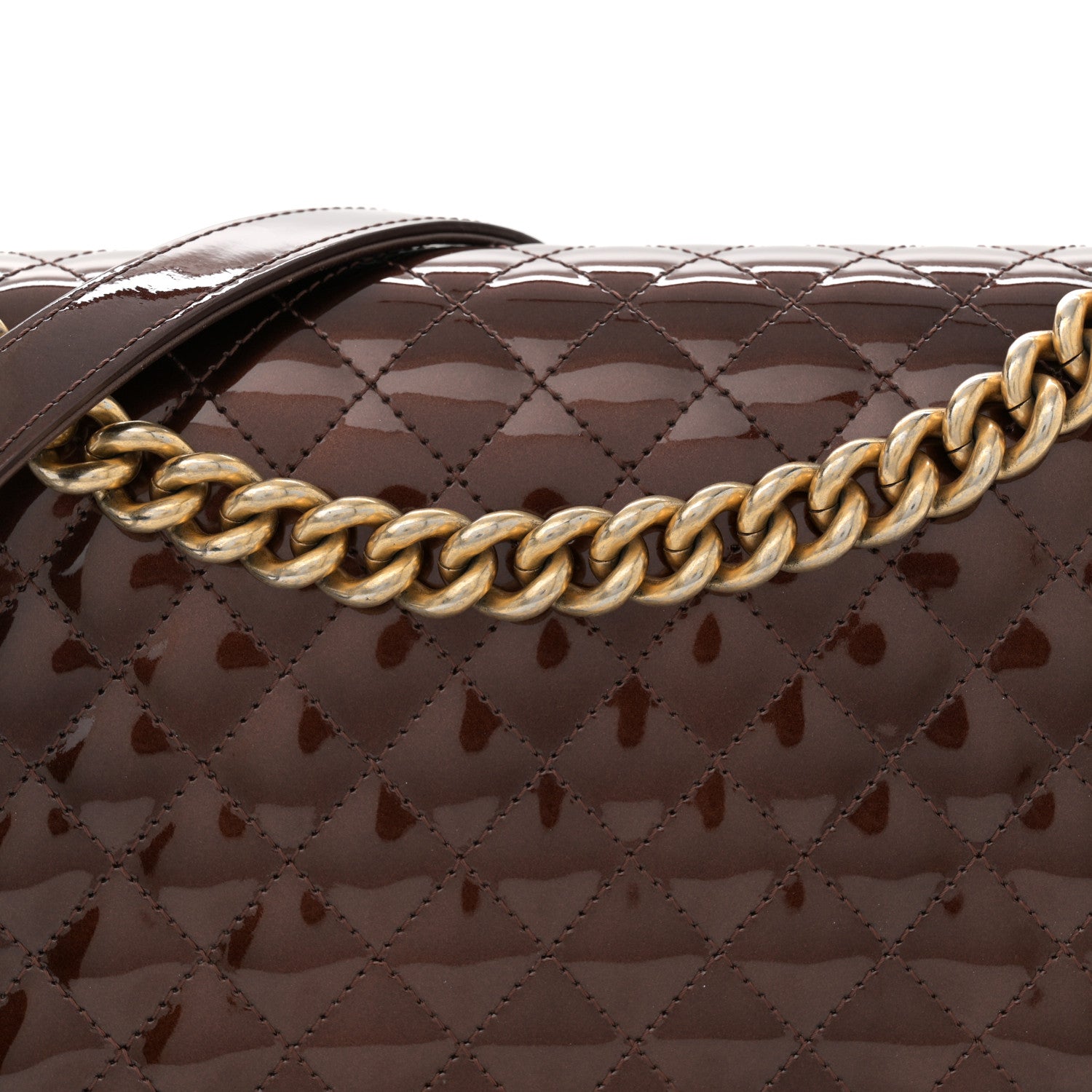 Chanel Patent Calfskin New Medium Boy Flap Dark Red 8 of 12