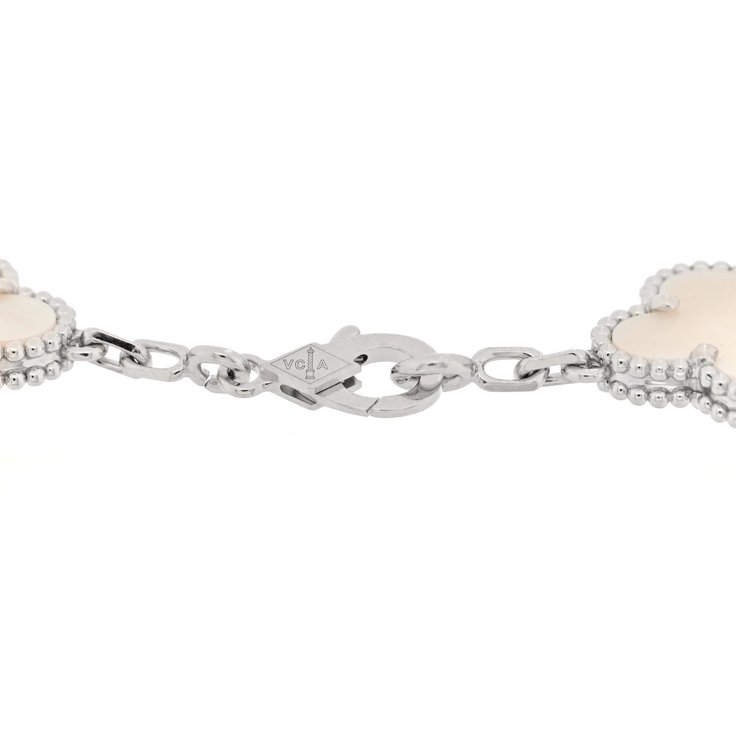 18K White Gold Mother of Pearl 5 Motifs Vintage Alhambra Bracelet