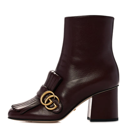 Gucci Malaga Kid GG Marmont Fringe 75mm Ankle Boots 36 Vintage Bordeaux 1 of 11