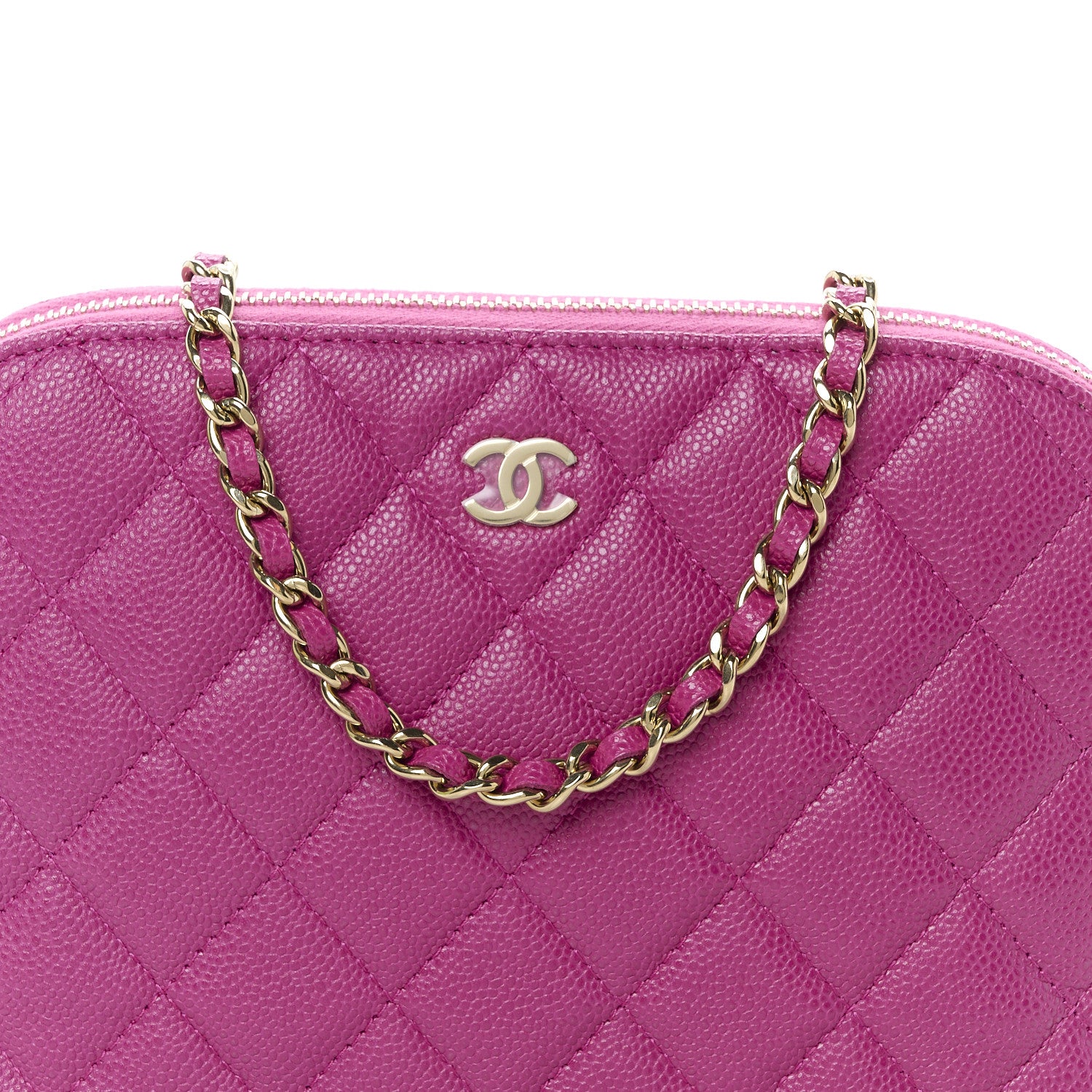 Chanel Caviar Quilted Classic Clutch With Chain Fuchsia 8 of 10