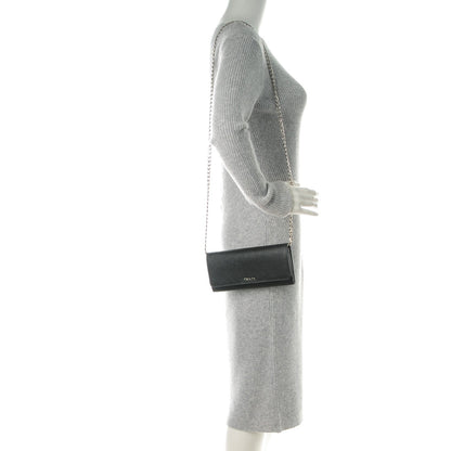 Prada Saffiano Bi-Color Wallet On Chain Nero Black Fuoco 2 of 7