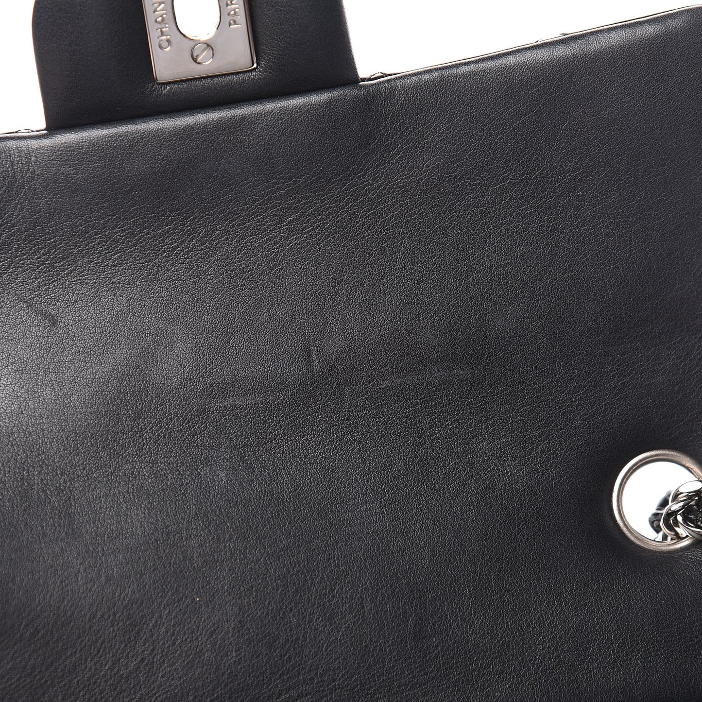 Patent Calfskin Quilted Mini Rectangular Flap Black