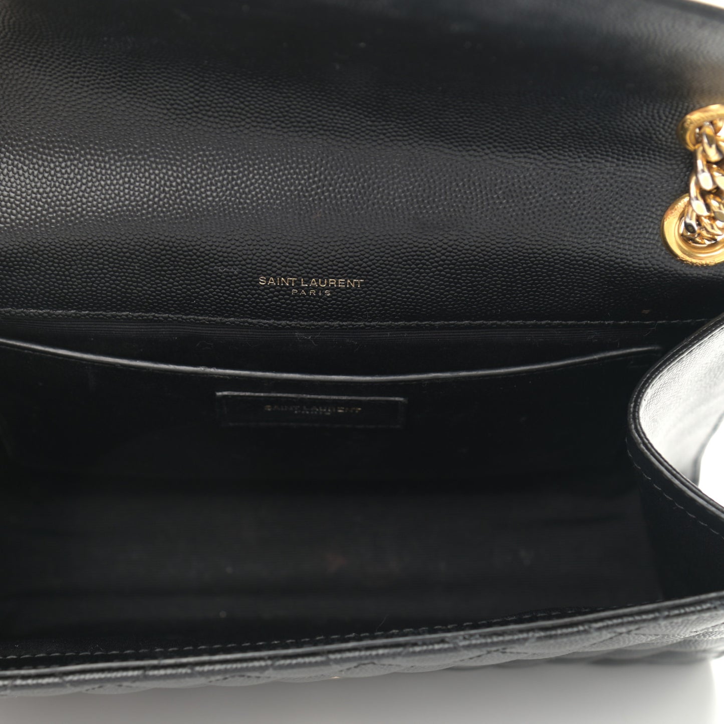 Grain De Poudre Textured Mixed Matelasse Triquilt Medium Monogram Satchel Black