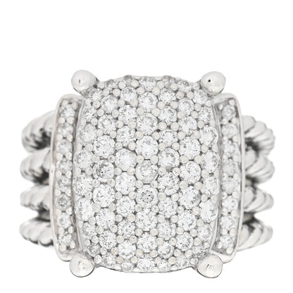 David Yurman Sterling Silver Diamond 16mm Wheaton Ring 51 5.75 1 of 4