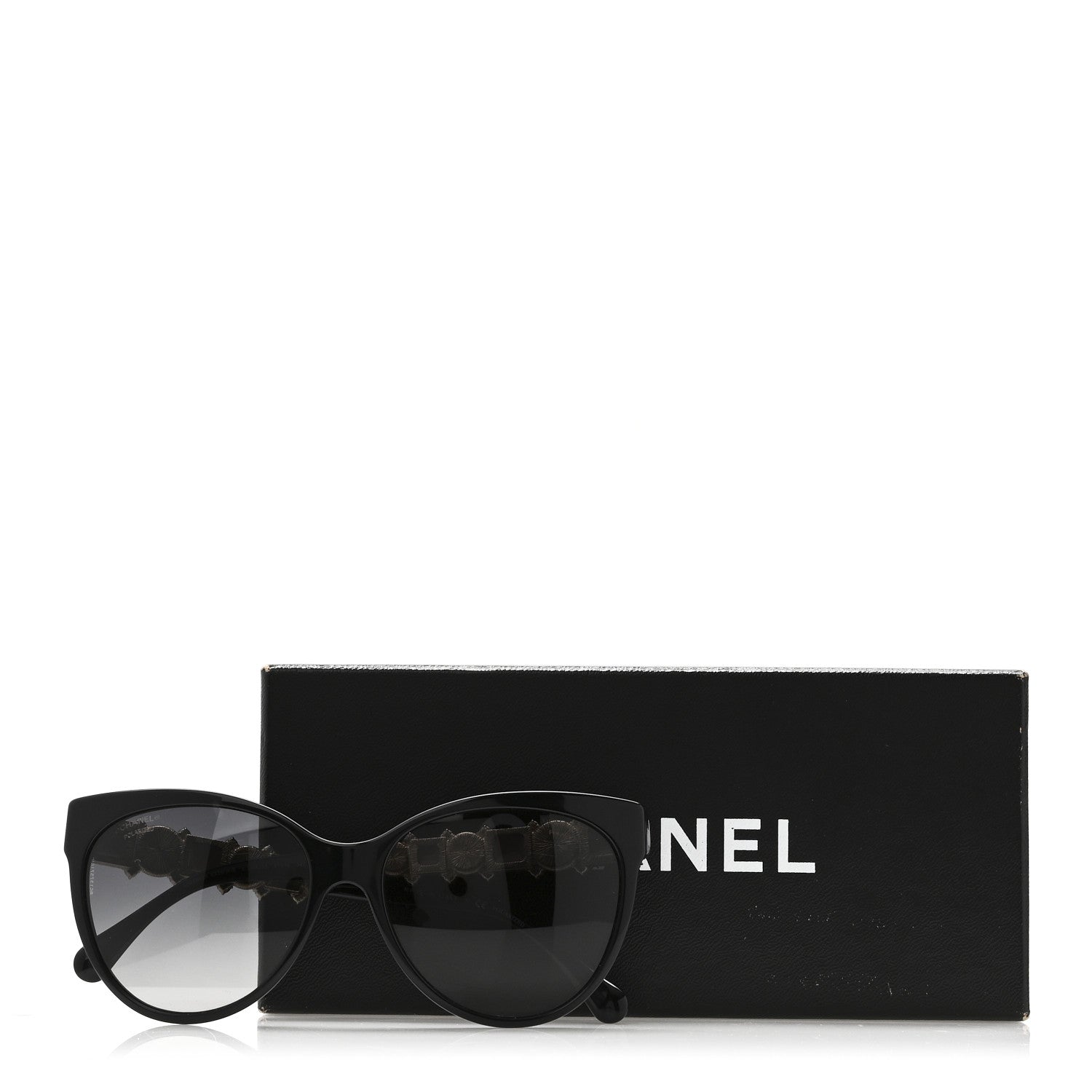 Chanel Crystal Pearl Polarized Cat Eye Sunglasses 5336-H-B Black
