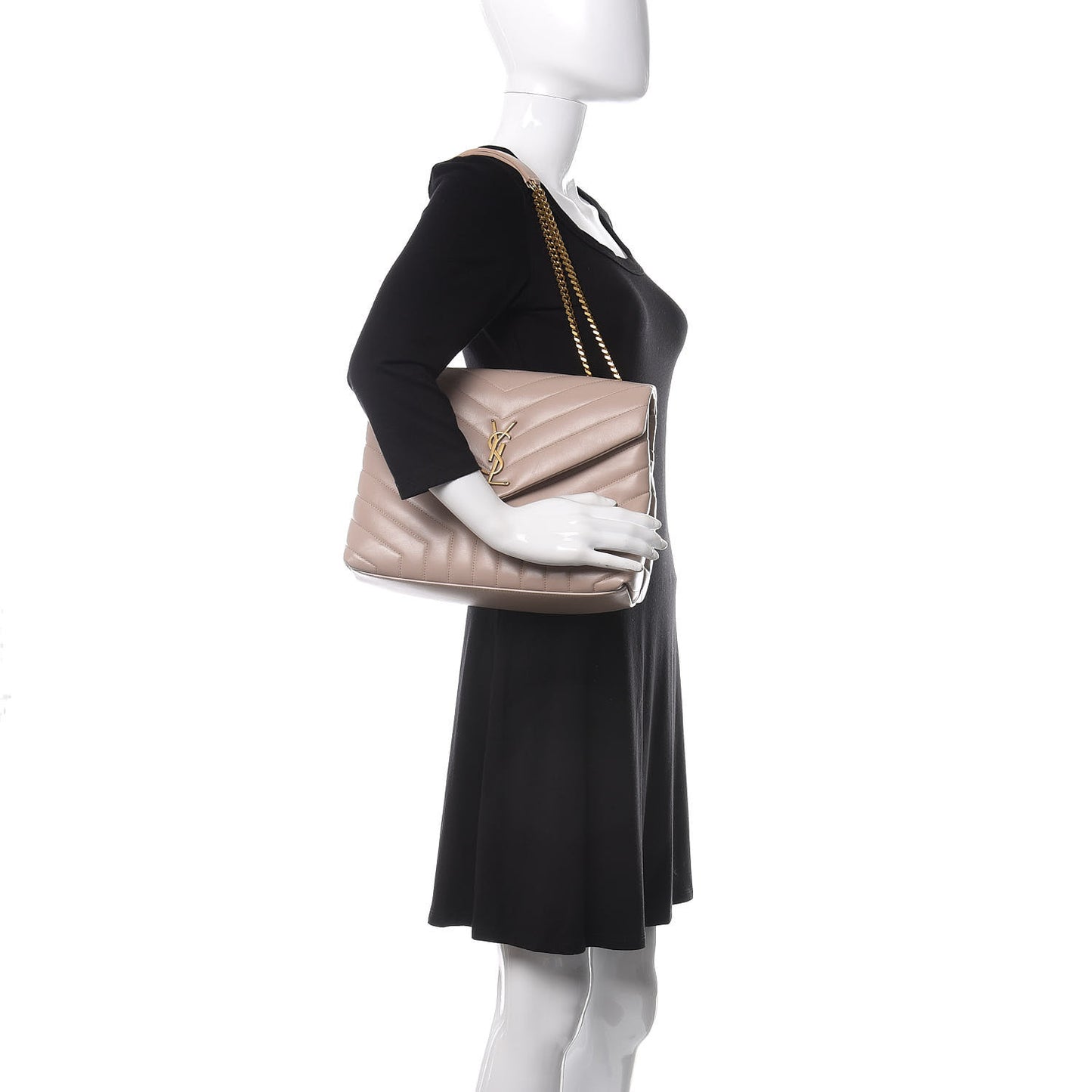 Calfskin Y Quilted Monogram Medium Loulou Chain Satchel Light Natural